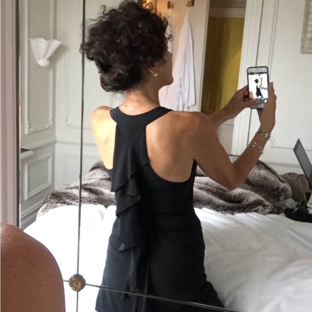 Silk Racerback Bk Ruffle detail Top